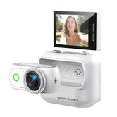 4K Mini Action Camera With 2 Inch Flip Screen,Magnetic Thumb Cam For Fpv,Anti-Shake Sports Video Camera With Neck Strap,Wearable Camera Color White
