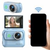 4K Mini Action Camera With 2 Inch Flip Screen,Magnetic Thumb Cam For Fpv,Anti-Shake Sports Video Camera With Neck Strap,Wearable Camera Color Blue