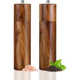 2 Pack Acacia Wooden Salt and Pepper Grinder Set 8 Inches Refillable Salt and Pepper Mills Adjustable Coarseness,Acacia Wood Ceramic Core Peppercorn Shaker