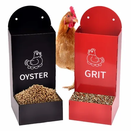2 Pack Chicken Oyster Shell Feeder and Grit Device, Corner Chicken Feeder, Coop Accessories Suitable for Hens and Chicks