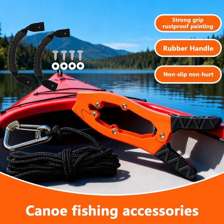 Kayak Anchor Grip for Fishing,Self-Locking Canoe Boat Clamp,Tension Jaws Anchor Tool for Brush Branch,Portable Kayak Accessories for River Lake Orange
