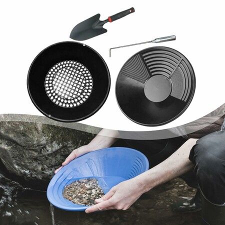 Gold Panning Kit With 35Cm Sieve & Hand Shovel,Professional Gold Prospecting Equipment For Beach & River,Heavy Duty Sand Sifter,Outdoor Mining Tool