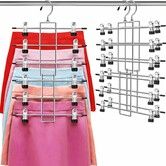 2PACKS Pants Hangers With Clips 6 Tiers Space Saving Closet Organizer  Hook Foldable 12 Clips College Dorm Apartment Essentials Christmas Birthday Gift