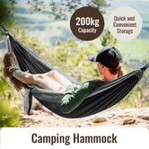 Double Portable Camping Hammock 270x140cm 200kg Hanging Swing Chair Bed with Tree Straps Indoor Outdoor Lightweight Travel Patio Garden Beach Hiking