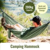Double Camping Hammock 270x140cm 200kg Portable Lightweight Tree Hanging Sleeping Bed Indoor Outside Travel Beach Patio Garden Backyard Backpack Hiking