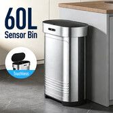 60L Sensor Dustbin Recycling Rubbish Bin with Lid Stainless Steel Kitchen Trash Can Smart Automatic Garbage Waste Trashcan Container Bathroom Office