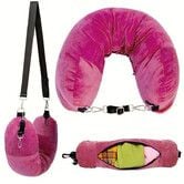 Pink Travel Neck Pillow 72cm U Shaped Inflatable Portable Storage Bag Airplane Aeroplane Travel Gadgets Fillable Travel Accessory 18cm Diameter