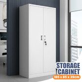 185cm Steel Filing Cabinet Heavy Duty Lockable File Storage 2 Door 6 Shelves Metal Locker Cupboard Stationery Organiser Home School Office Garage
