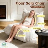 White Plush Floor Sofa Chair Couch Lounge Lazy Lounger Chaise Ground Seat Leisure Foam Pouffe Bean Bag Modern Comfortable Bedroom Furniture