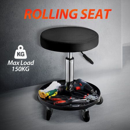 Swivel Work Stool Chair with Wheels Mechanic Tool Tray Height Adjustable Pneumatic Roller Seat for Home Car Repair Shop Salon Barber Bar Drafting Spa