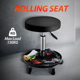 Swivel Work Stool Chair with Wheels Mechanic Tool Tray Height Adjustable Pneumatic Roller Seat for Home Car Repair Shop Salon Barber Bar Drafting Spa