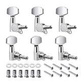 Acoustic Guitar Tuning Pegs, 3x3 Chrome Finish Acoustic and Electric Guitar Tuner Pegs, 6 Pieces Locking Keys String Tuner Machine Heads Knobs Replacement