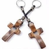 2 PCS Cross FIdget Encouragement Gift Wooden Cross Key Chain Fingertip Stress Relief Gifts Pocket Small Cross Handheld Wooden Cross Key Chain