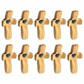 Cross Fidget Wood,Encouragement Gift,Olive Wooden Cross for Clinging and Praying,Pocket Religious Gift (Olive 10pcs)