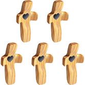Cross Fidget Wood,Encouragement Gift,Olive Wooden Cross for Clinging and Praying,Pocket Religious Gift (Olive 5pcs)