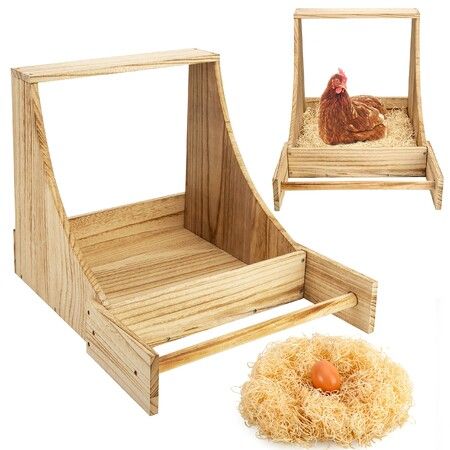 Large Wooden Chicken Nesting Box,Single Compartment Wood Laying Nest for Hens & Ducks,Sturdy Poultry House for Backyard Coop,Easy to Assemble