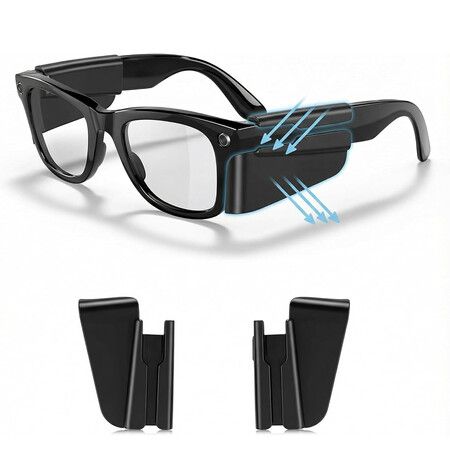 1Pair Side Shields for Ray-Ban Meta Gen 2, Silicone Smart Glasses Shields for Wayfarer, Skyler, Headliner and Oakley Meta HSTN, Wind and Dust Protection