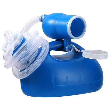 Male Urinal Bottle 2000ML Portable Urinals for Men 160CM Long Hose with Lid, Blue