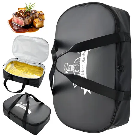 21 Inch BBQ Blanket,Leak-Proof Insulated Meat Resting Bag,Portable BBQ Pouch for Brisket,Pork Shoulder,Turkey,Barbecue Gift for Men(Black)