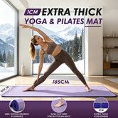 Exercise Mat Gym Fitness Pilates Yoga 10mm Thick NBR Non Slip Floor Pad XL for Travel Home Stretching Workouts Eco Friendly Cushion Support 185x80cm