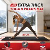 Black Yoga Mat Pad 10mm Thick XL Nonslip NBR Exercise Fitness Pilates Trainer Home Travel Gym Workout Floor Stretching Cushion for Women Men 185x80cm