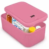 Small Lock Box Lockable Storage Box with Combination Code for Medication Safe,Medicine Lock Box for Pills/Food/Snack Phone Jail,Locked Container (Pink)