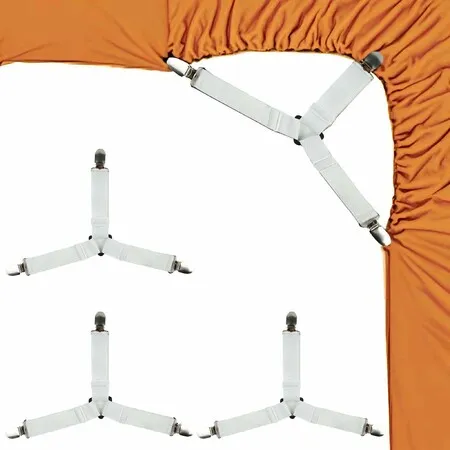 4Pcs Bed Sheet Straps With Metal Clips,Adjustable Elastic Sheet Holders To Keep Bedding Wrinkle-Free,Heavy Duty Mattress Fasteners For All Beds