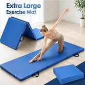 Folding Exercise Gym Mat Tri-Fold Yoga Pilates Pad Portable for Aerobic Training Fitness Gymnastics Balance Multi Purpose Floor Workouts 180x60x5cm