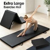 Folding 5cm Thick Gym Exercise Mat 180x60cm Tri-Fold Yoga Pilates Gymnastics Stretching Aerobic Tumbling Balance Floor Workout Pad with Carry Handles
