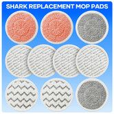 Shark Steam Mop Pads Replacement S7000 S8201 S8001 S7000AMZ S7005 S7020 S7201 Washable Microfibre Scrub Reusable Floor Steamer Cleaner Accessories 10Pc