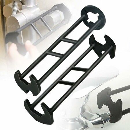2Pcs 7-in-1 Multifunctional Sink Wrench,360 Degree Rotatable Four-Jaw Hex Plumbing Tool for Kitchen Bathroom Faucet Installation & Repair