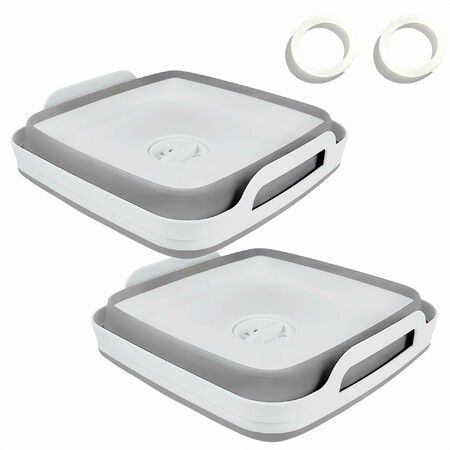 Collapsible Wash Basin with Drain Plug 10L Foldable Kitchen Sink for Bottles,RV Camping,Space-Saving Dish Tub (Gray 2Pack)