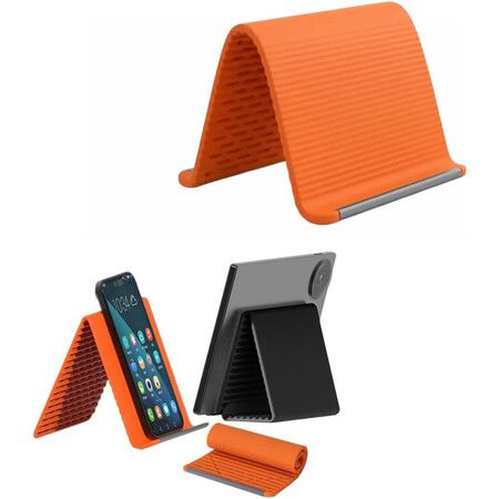 Portable Foldable Silicone Phone Holder,2026 New Bendable Freely into Any Shape,Multi-Angle Adjustable Stand (Orange)