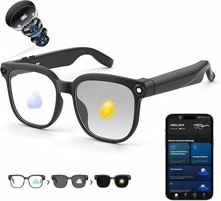 AI Smart Glasses  Camera AI Recorder Real Time Translation Object Recognition EIS Magnetic Fast Charging 95 Percent Noise Reduction  Elderly 3 LENSES