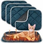 4 Pack Self Warming Pet Mat, Heat Reflect No Electric Thermal Pad Washable Anti-Slip Soft Bed Blanket for Dog Cat Small Pets(23x35 Inch,Dark Blue)