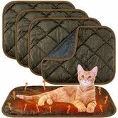 4 Pack Self Warming Pet Mat, Heat Reflect No Electric Thermal Pad Washable Anti-Slip Soft Bed Blanket for Dog Cat Small Pets(23x35 Inch,Coffee)