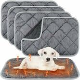 4 Pack Self Warming Pet Mat, Heat Reflect No Electric Thermal Pad Washable Anti-Slip Soft Bed Blanket for Dog Cat Small Pets(23x35 Inch,Gray)