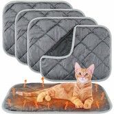 4 Pack Self Warming Pet Mat, Heat Reflect No Electric Thermal Pad Washable Anti-Slip Soft Bed Blanket for Dog Cat Small Pets(16x20 Inch,Gray)