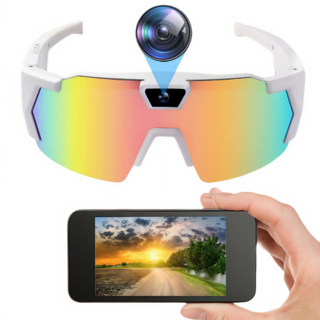 POV Action Smart Camera Glasses Full HD 1080P Video Recording Eyewear Cycling Hiking  FISHING  WIFI Mobile App  Built In Mic  ABS Frame  Polarized Lens