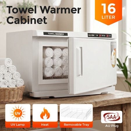 16L UV Towel Warmer Cabinet 150W Electric Heater Dryer Stainless Steel Steriliser Machine for Facial Barber Massage Beauty Nail Shop Club Salon Home