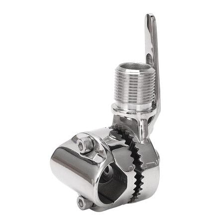 Antenna Mount, 316 Stainless Steel Adjustable Ratchet Base Mount for 7/8 to 1in Rails, Ratchet Rail Mount Pipe Clamp for Boat Yacht Ship RV Marine