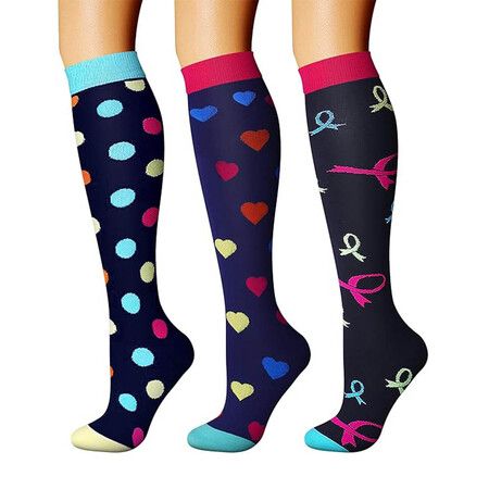 3 Pack Compression Socks for Women & Men Circulation 15-20 mmHg is Best Support for Running Cycling Athletic Sports L/XL (Multicolor)