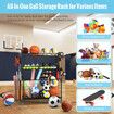 Sports Ball Storage Trolley Garage Gym Equipment Organiser Rolling Steel Rack Cart Basketball Football Yoga Mats Hooks Toys Bins Lockable Wheels Black