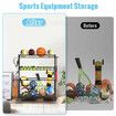 Sports Ball Storage Trolley Garage Gym Equipment Organiser Rolling Steel Rack Cart Basketball Football Yoga Mats Hooks Toys Bins Lockable Wheels Black