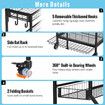 Sports Ball Storage Trolley Garage Gym Equipment Organiser Rolling Steel Rack Cart Basketball Football Yoga Mats Hooks Toys Bins Lockable Wheels Black