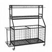 Sports Ball Storage Trolley Garage Gym Equipment Organiser Rolling Steel Rack Cart Basketball Football Yoga Mats Hooks Toys Bins Lockable Wheels Black