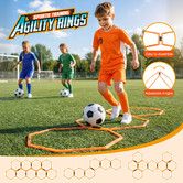 Hex Agility Rings 12PCS Speed Training Set Portable Detachable Footwork Hoops Ladder Fitness Equipment Soccer Rugby Basketball Sports Drills Exercise