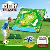 Golf Chipping Game Play Set Adults Outdoor Garden Backyard Practice Target Mat with 24 Sticky Balls Clubs Scoreboard Carry Bag Indoor Family Sport Toy