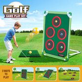 Golf Chipping Game Play Set Outdoor Garden Backyard Target with 20 Sticky Balls Adjustable Club Practice Mat Portable Indoor Family Sports Toy