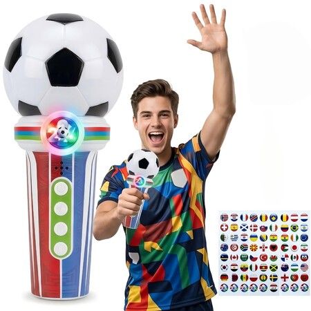 2026 World Cup Fan Cheer Microphone,3-Sound Stadium Megaphone With Led Light & Recording,Handheld Soccer Noisemaker For Soccer Games Parties
